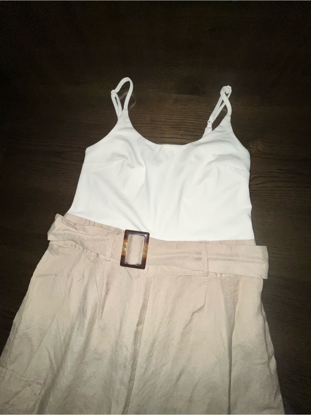 Express Beige & Cream Utility Jumpsuit with Belted Waist Women’s Small - Picture 14 of 16